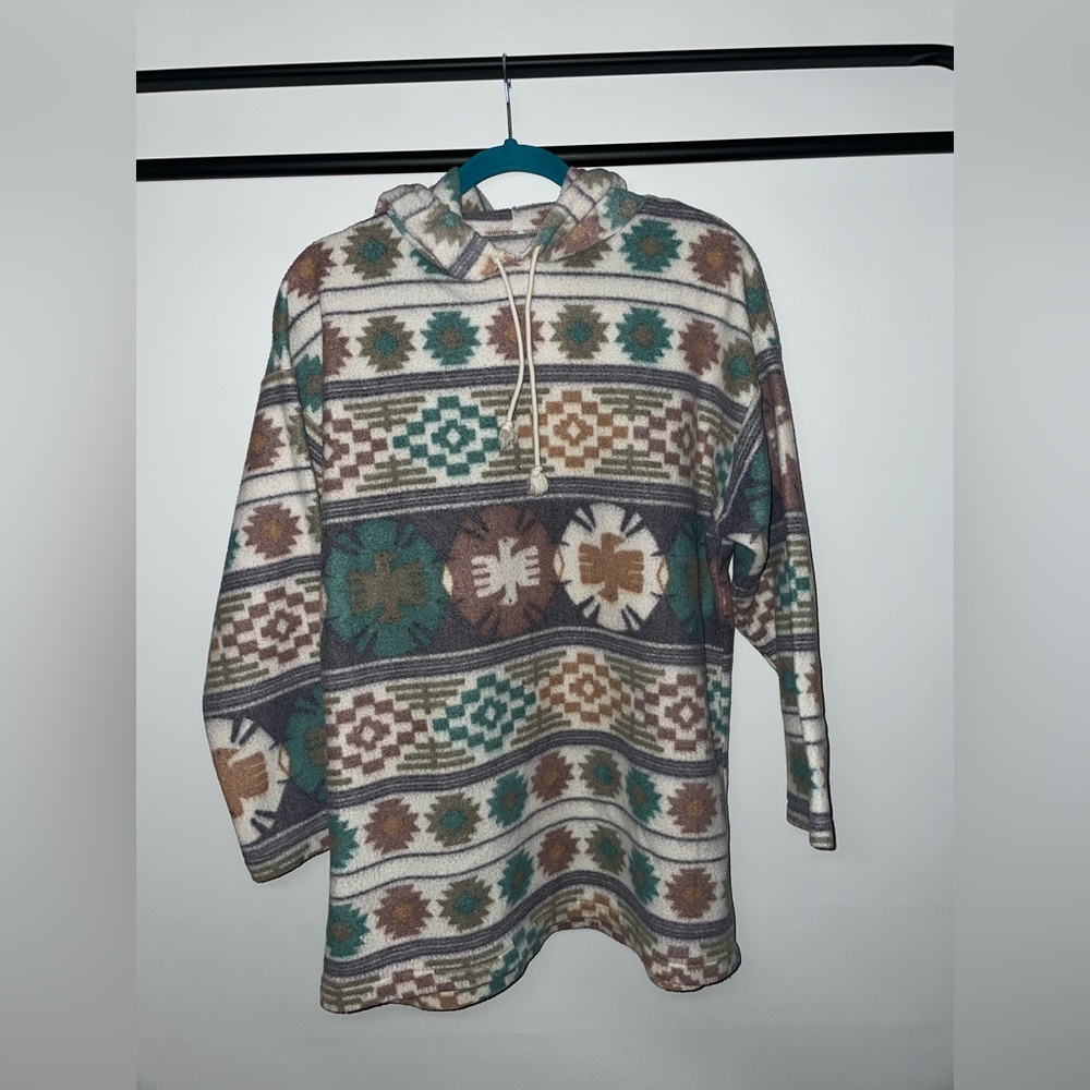 Abstract Print Fluffy Hoodie